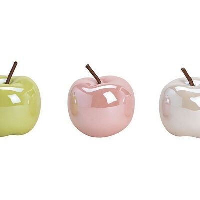 Apfel aus Keramik Grün, pink, weiß 3-fach, (B/H/T) 9x9x9cm