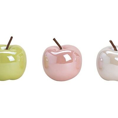 Ceramic apple green, pink, white 3-fold, (W / H / D) 9x9x9cm