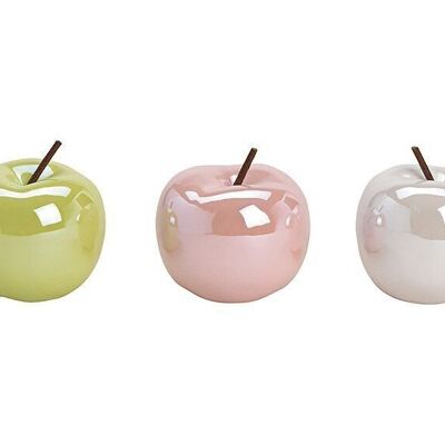 Apfel aus Keramik Grün, pink, weiß 3-fach, (B/H/T) 10x10x10cm