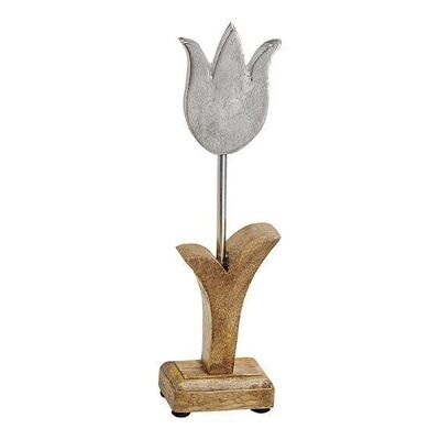 Tulipe en métal / bois de manguier en métal (L / H / P) 7x26x5cm
