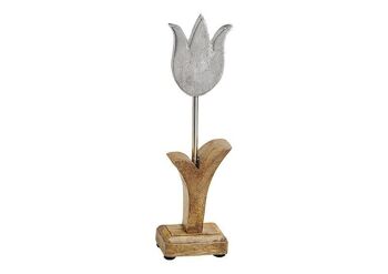 Tulipe en métal / bois de manguier en métal (L / H / P) 7x26x5cm