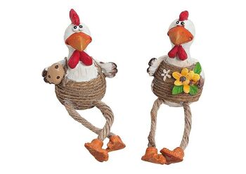 Edge tabouret poulet en poly, 2 assortis, 7/12 cm