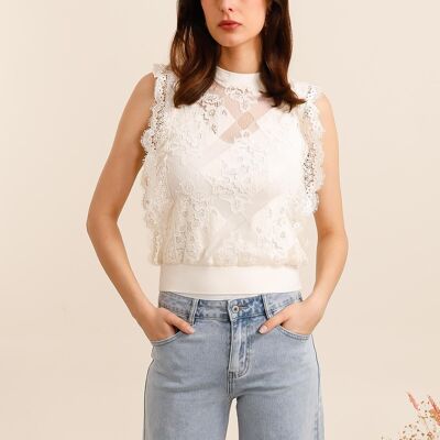 Top encaje semitransparente - 80753