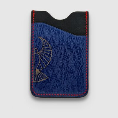Alérion card holder Blue grained / black