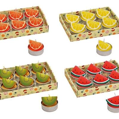 Tealight set fruits 4x3x4cm colorful set of 6, 4-fold, (W / H / D) 10x5x14cm
