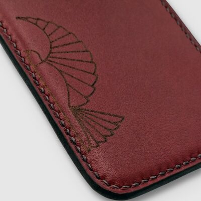 Alérion card holder Red / brown grained