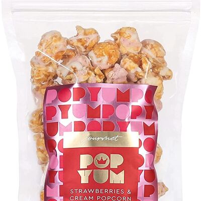 Confezione da 80 g Pop Yum Gourmet Popcorn, Fragole e Gusto Panna