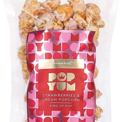 Confezione da 180g Pop Yum Gourmet Popcorn, Fragole e Gusto Panna