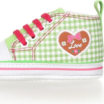 Green check print Playshoes baby shoes - sneakers