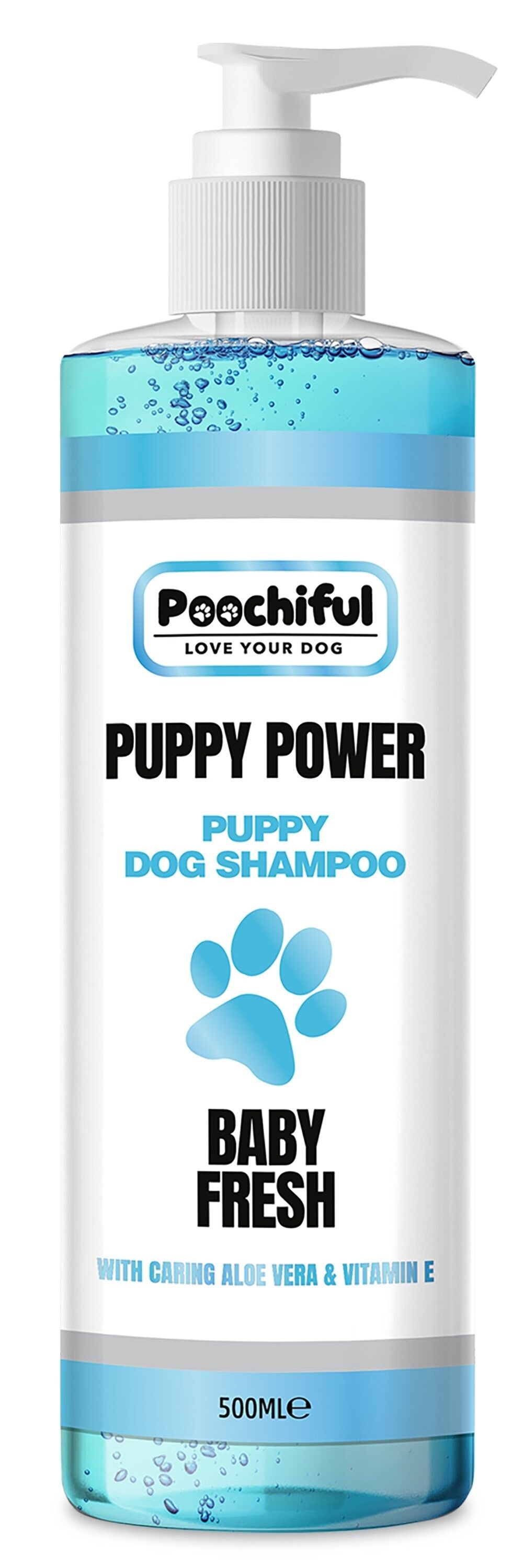 Poochiful Puppy Power - Shampoo für empfindliche Haut von Welpen und Hunden 500 ml