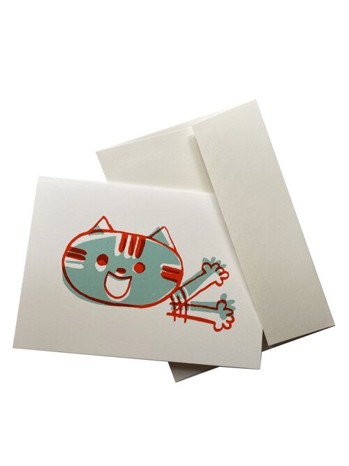 Carte rectangulaire avec son envelope, Chat
