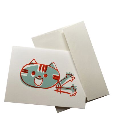 Carte rectangulaire avec son envelope, Chat