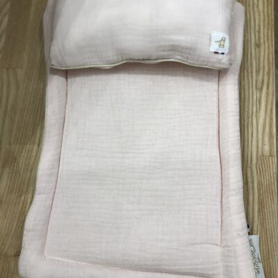 POWDERY PINK DOLL BED QUILTER AND CUSHION