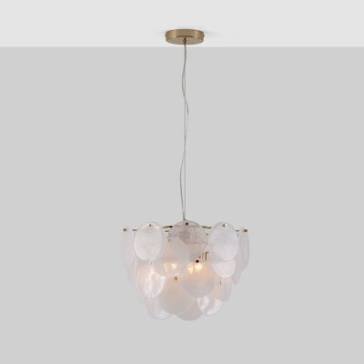 White Glass Disk Chandelier Ceiling Light