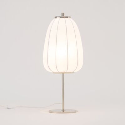 Lámpara de mesa blanca de tela suave