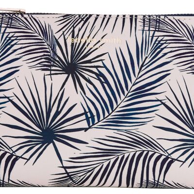 Bolso de maquillaje Blue Palm de cuero vegano