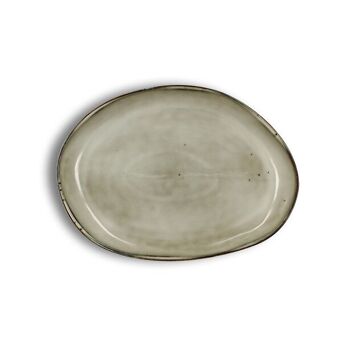 Plat ovale nakuru 33cm en grès nuance de gris et de beige 1