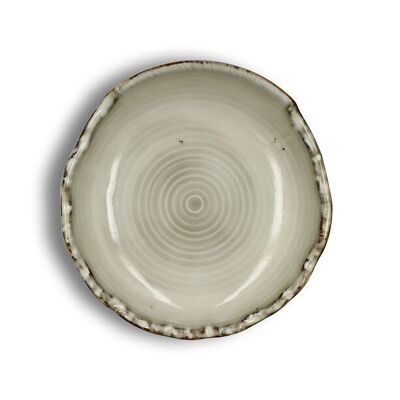 Nakuru cut plate 22.5cm in gray and beige stoneware