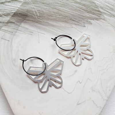 Earrings - Minimalism - Mariposa - black/silver