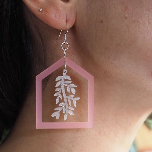 Acrylic pink greenhouse earring