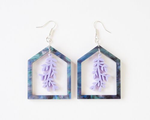 Acrylic purple greenhouse earring