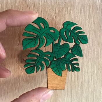 Broche plante Monstera peinte à la main 10