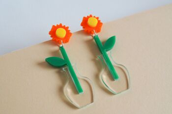 Boucles d'oreilles pendantes marguerites en acrylique 1