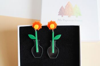 Boucles d'oreilles pendantes marguerites en acrylique 2