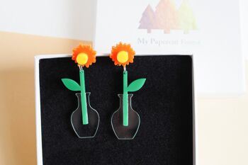 Boucles d'oreilles pendantes marguerites en acrylique 8