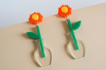 Boucles d'oreilles pendantes marguerites en acrylique 9