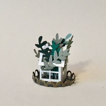 Ornement miniature de maison verte en papier 9