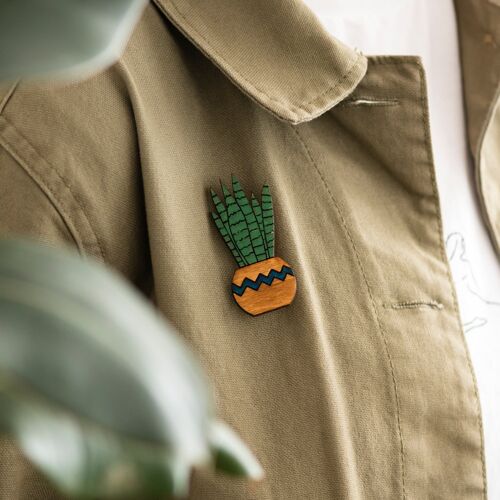 Plant sansevieria pin badge