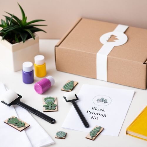 Textile stamp kit, Block printing DIY craft kit