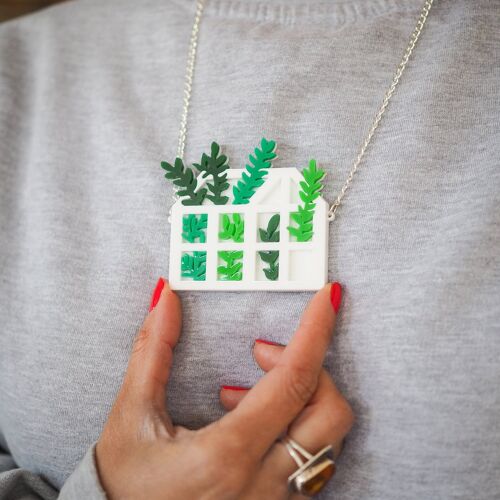 Acrylic greenhouse statement necklace