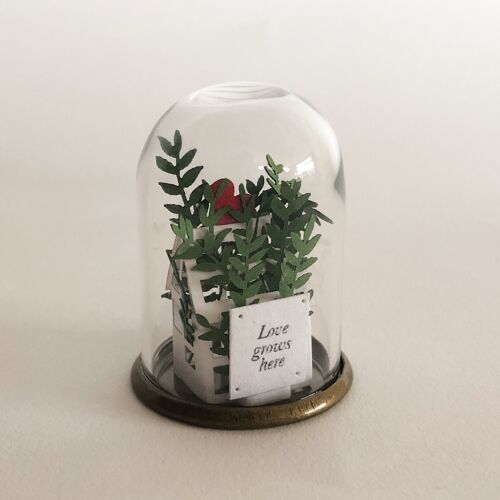 Miniature paper green house ornament