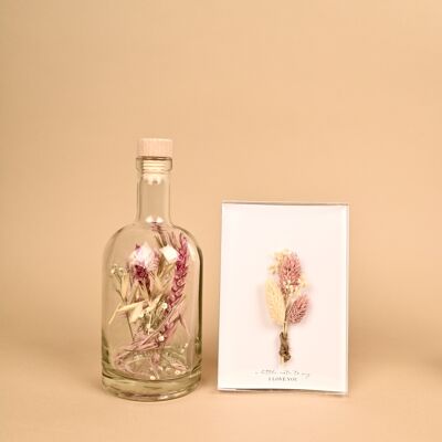 Trockenblumen Flower Bottle Rosa + I Love You Karte