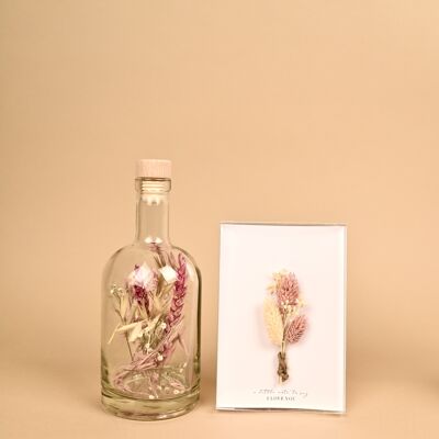 Trockenblumen Flower Bottle Rosa + I Love You Karte