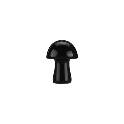 Hand Carved Crystal Mushroom - 2cm - Black Obsidian