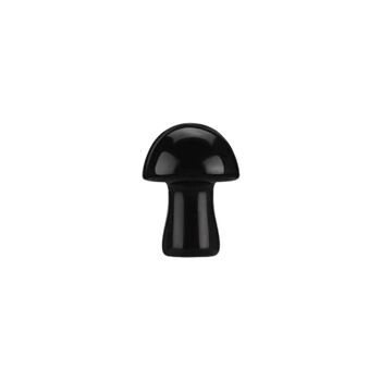 Champignon en cristal sculpté à la main - 2 cm - Obsidienne noire