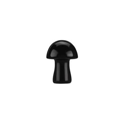 Fungo di cristallo intagliato a mano - 2 cm - Ossidiana nera