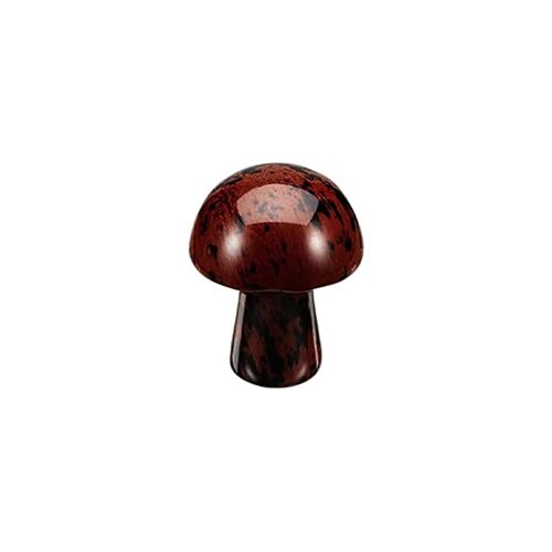 Hand Carved Crystal Mushroom - 2cm - Mahogany Obsidian