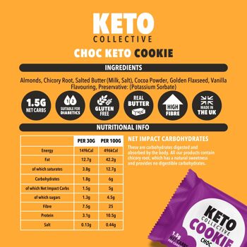 NOUVEAUX BISCUITS KETO - CHOC 1.5g NET CARBS - 12 x 30g BISCUITS 4