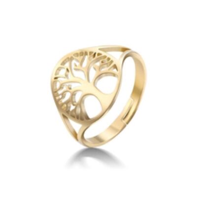 Golden tree of life ring
