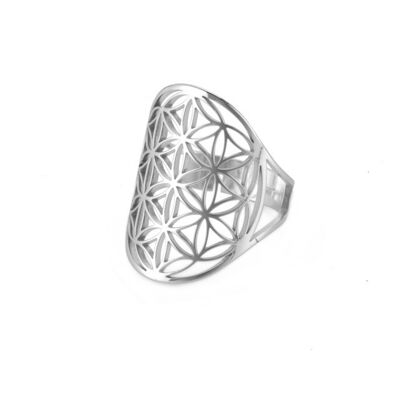Silver flower of life ring