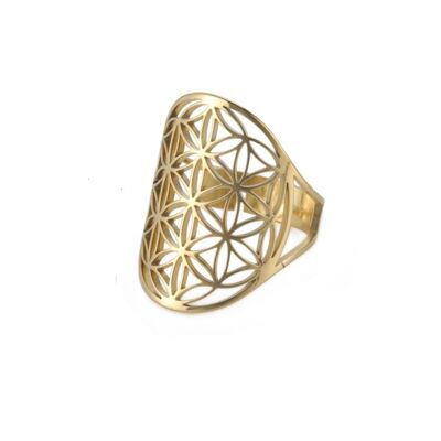 Golden Flower of Life Ring