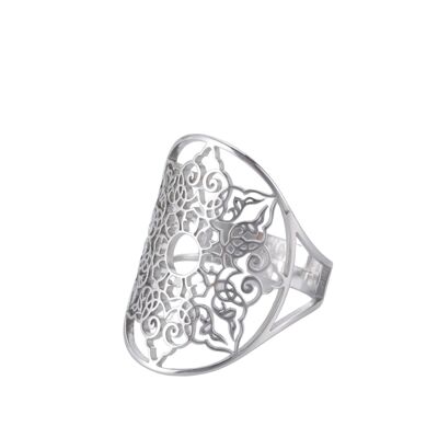 Adjustable mandala ring Silver
