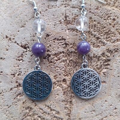 Amethyst flower of life earrings