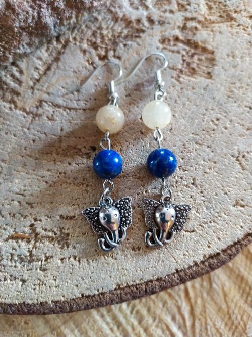 Boucles d'oreilles lapis lazuli et Ganesh