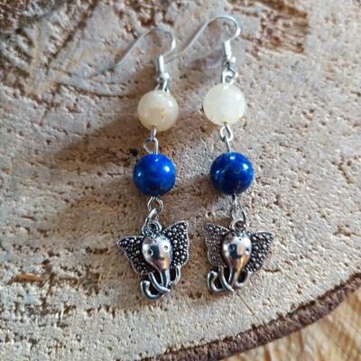 Boucles d'oreilles lapis lazuli et Ganesh