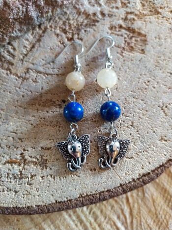 Boucles d'oreilles lapis lazuli et Ganesh 1